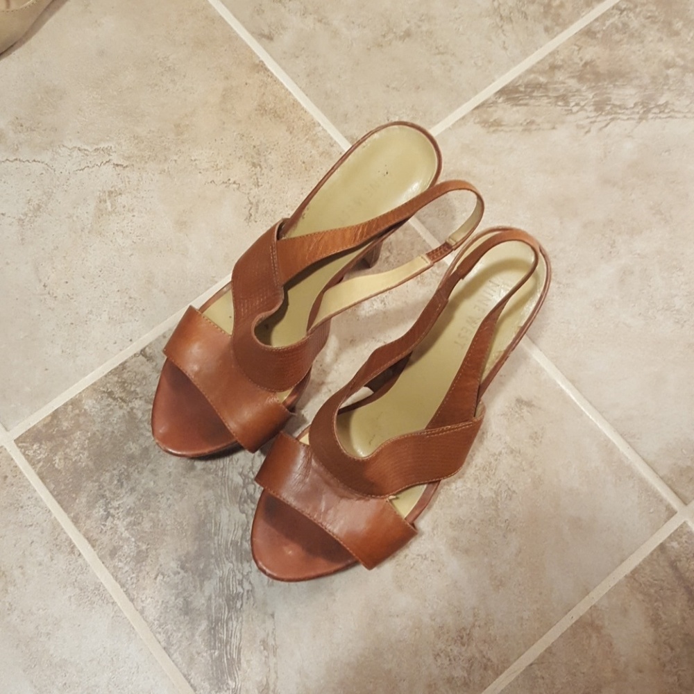 Stylish slingback camel color heels